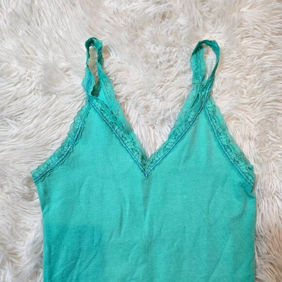 🌸Y2K Teal Blue  Vintage Hollister Lace Trim Cami Tank Top Size Small - Picture 5 of 6